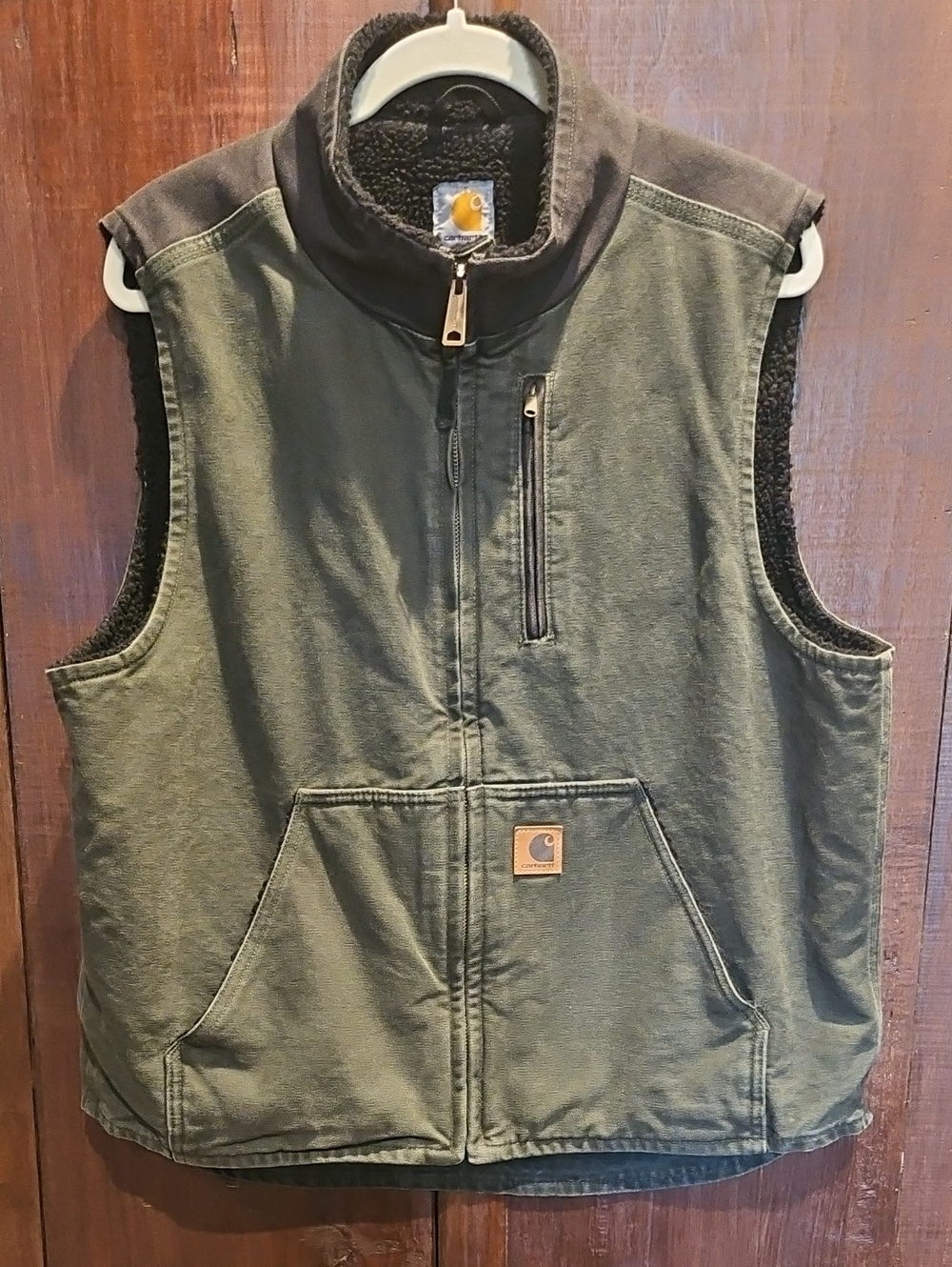 Vintage Carhartt V33 Sherpa Lined Mock Neck Vest Unisex Sz Large Charcol